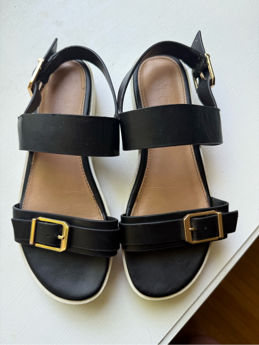Black Sandals with Gold Buckles